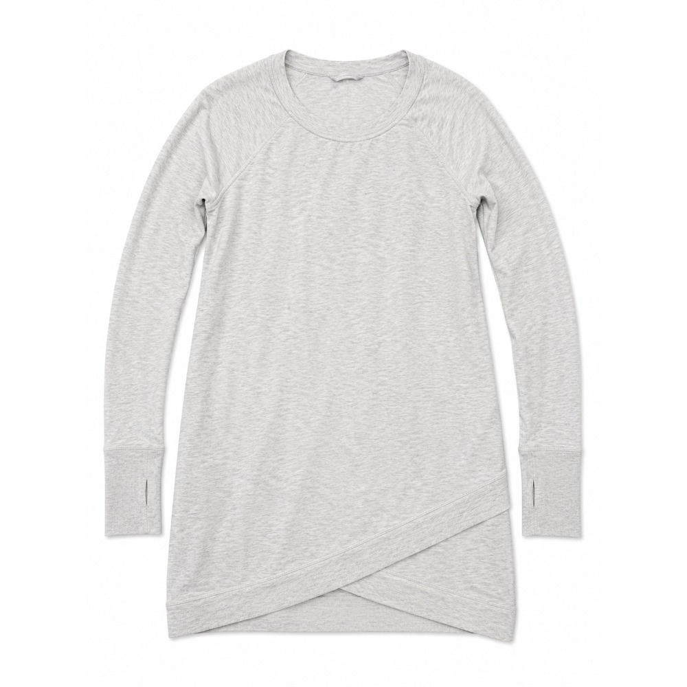 Athleta Gray Heathered Tulip Hem Long Sleeve Tunic Top Thumbholes XS - Picture 1 of 6